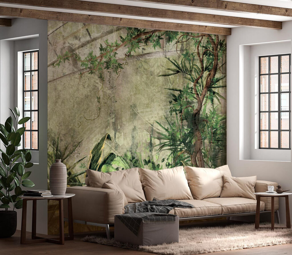 Bamboestammen langs donkere jungle — interieur 1