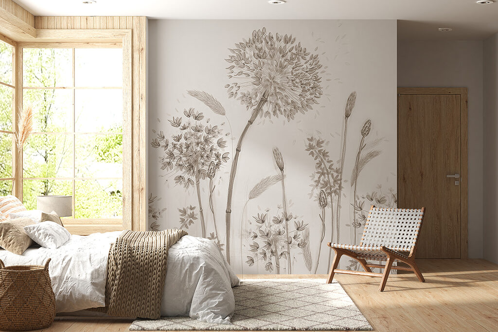 Bloemschermen in dunne zandlijnen — interieur 4