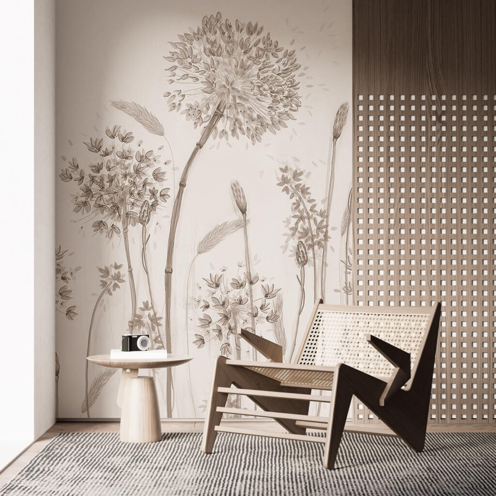 Bloemschermen in dunne zandlijnen — interieur 2