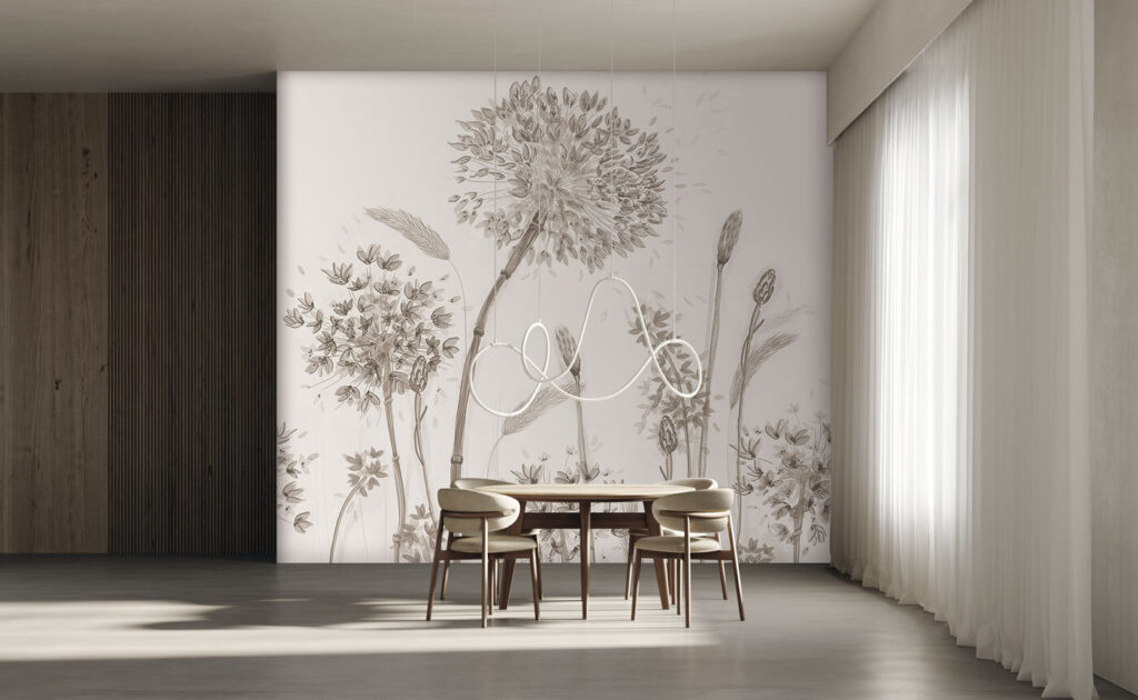 Bloemschermen in dunne zandlijnen — interieur 3