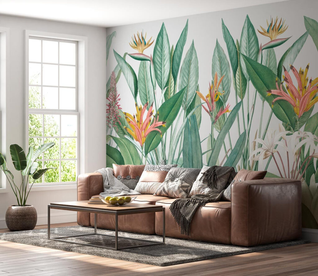 Paradijsbloemen tussen groen blad — interieur 3