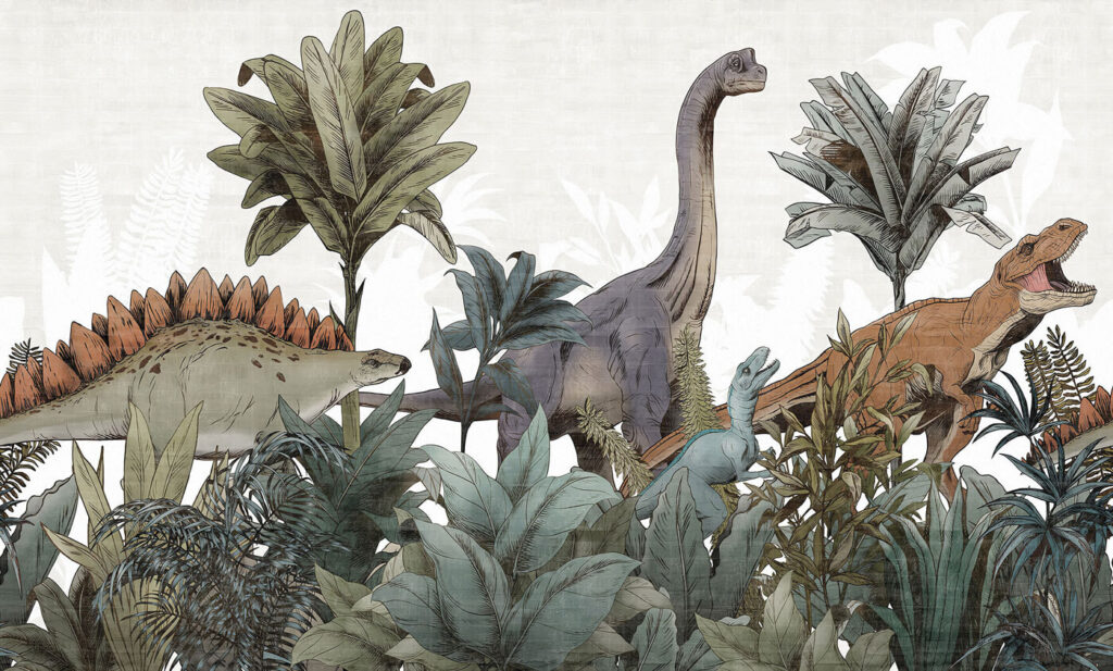 Dinosaurussen in een palmprent — volledig ontwerp