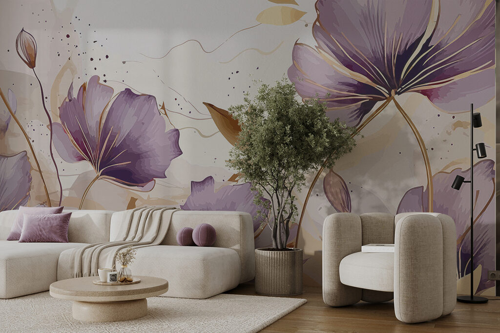 Paarse kelken met goudlijnen — interieur 4