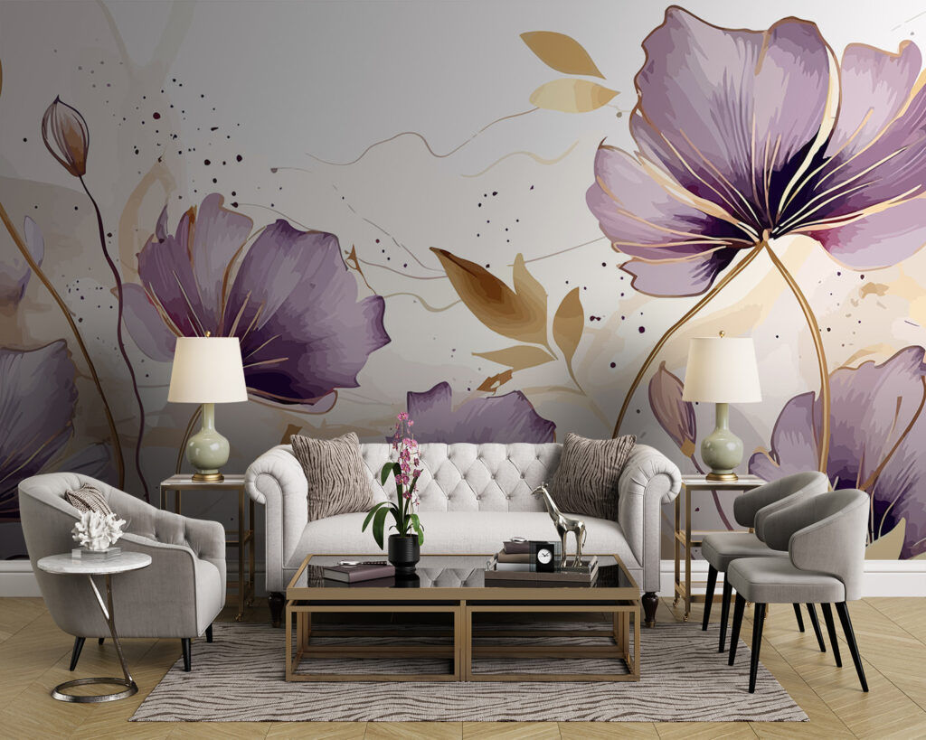 Paarse kelken met goudlijnen — interieur 2