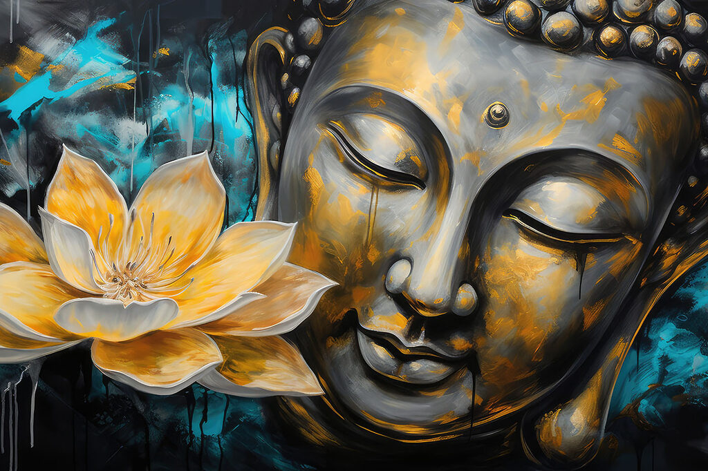 Boeddha met gouden lotus — volledig ontwerp