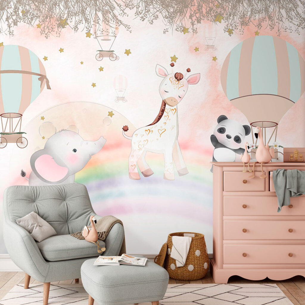 Safarivriendjes boven pastelregenboog — interieur 2