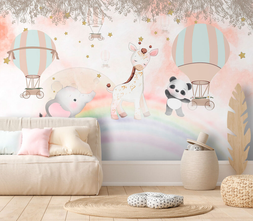 Safarivriendjes boven pastelregenboog — interieur 1