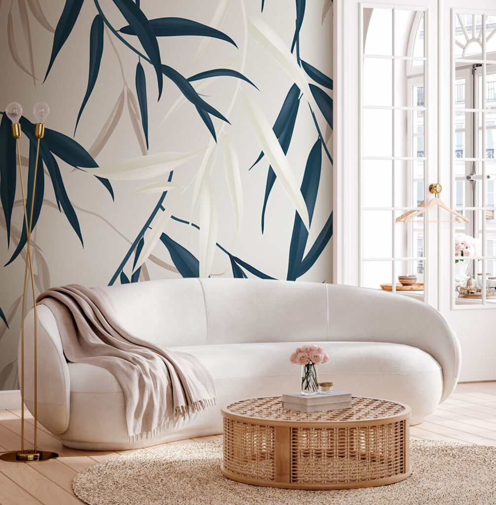 Elegant gebladerte in zachte kleuren in een interieur