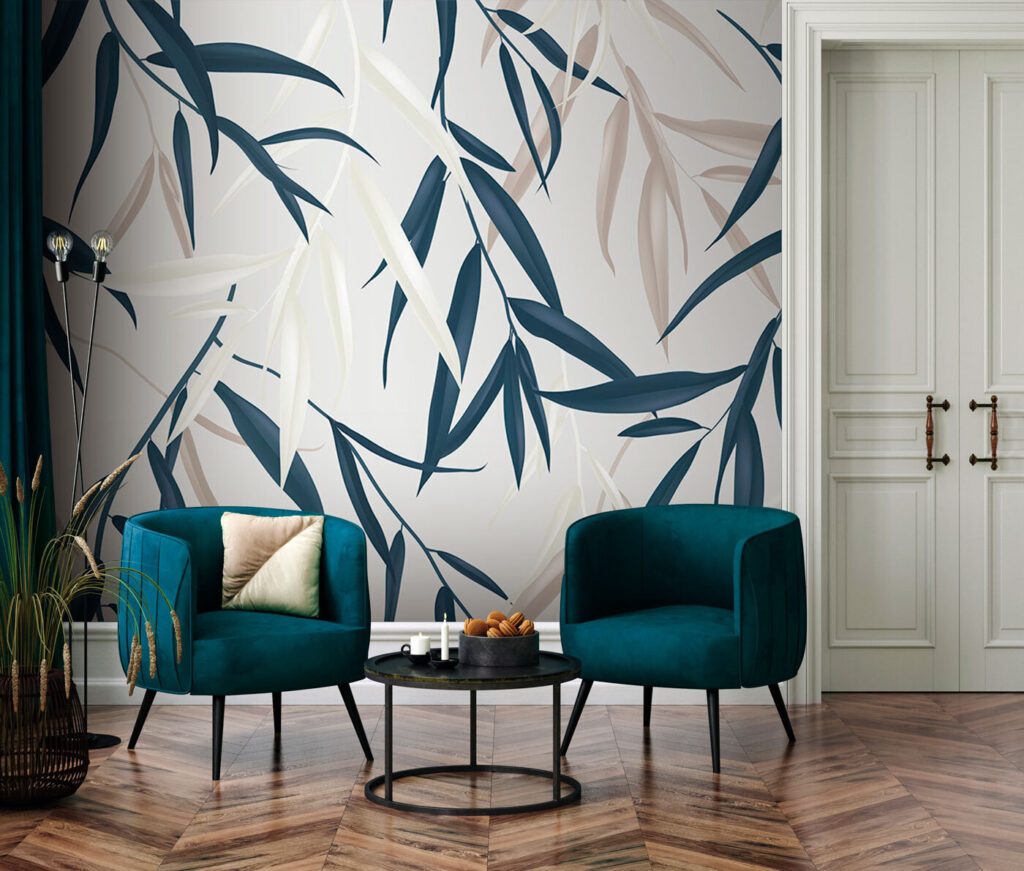 Blauwe takken in beweging — interieur 2