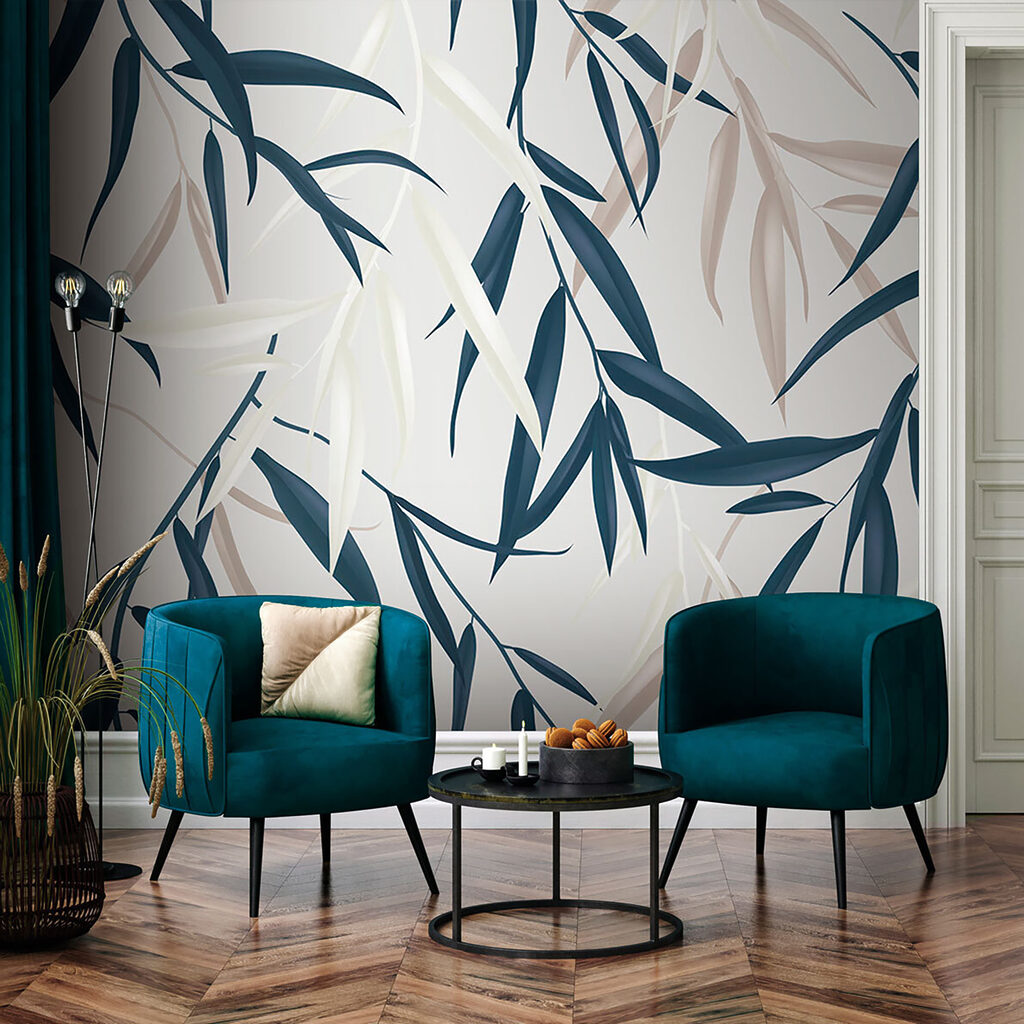Blauwe takken in beweging — interieur 5