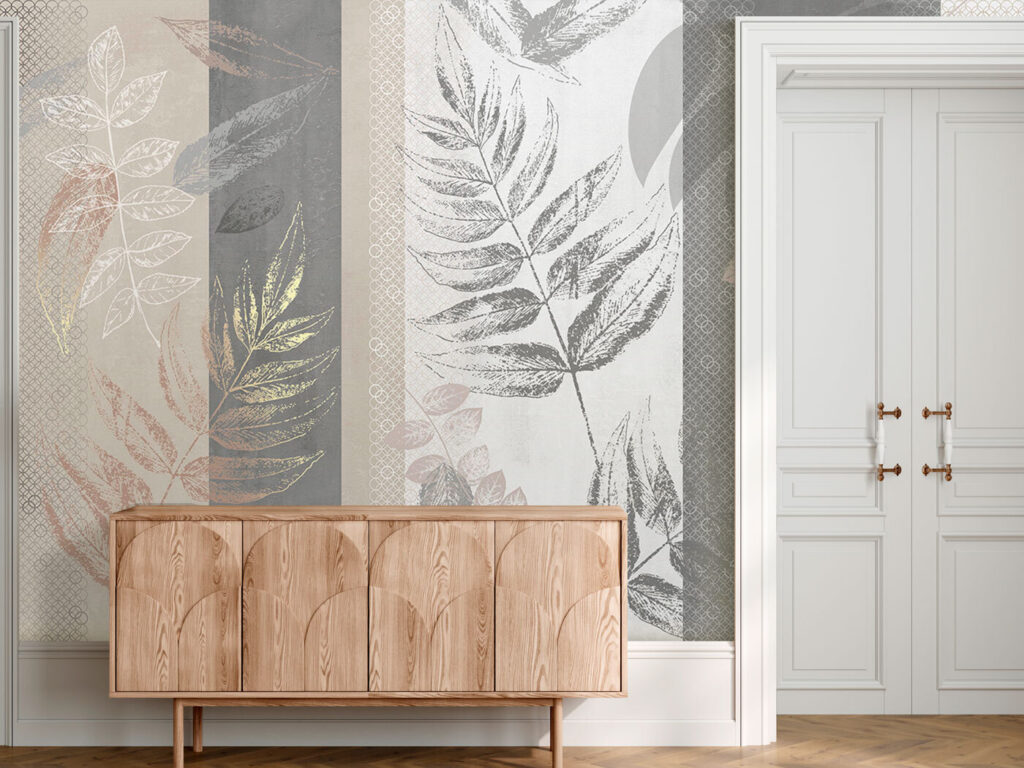 Bladtakken over grijze stroken — interieur 2