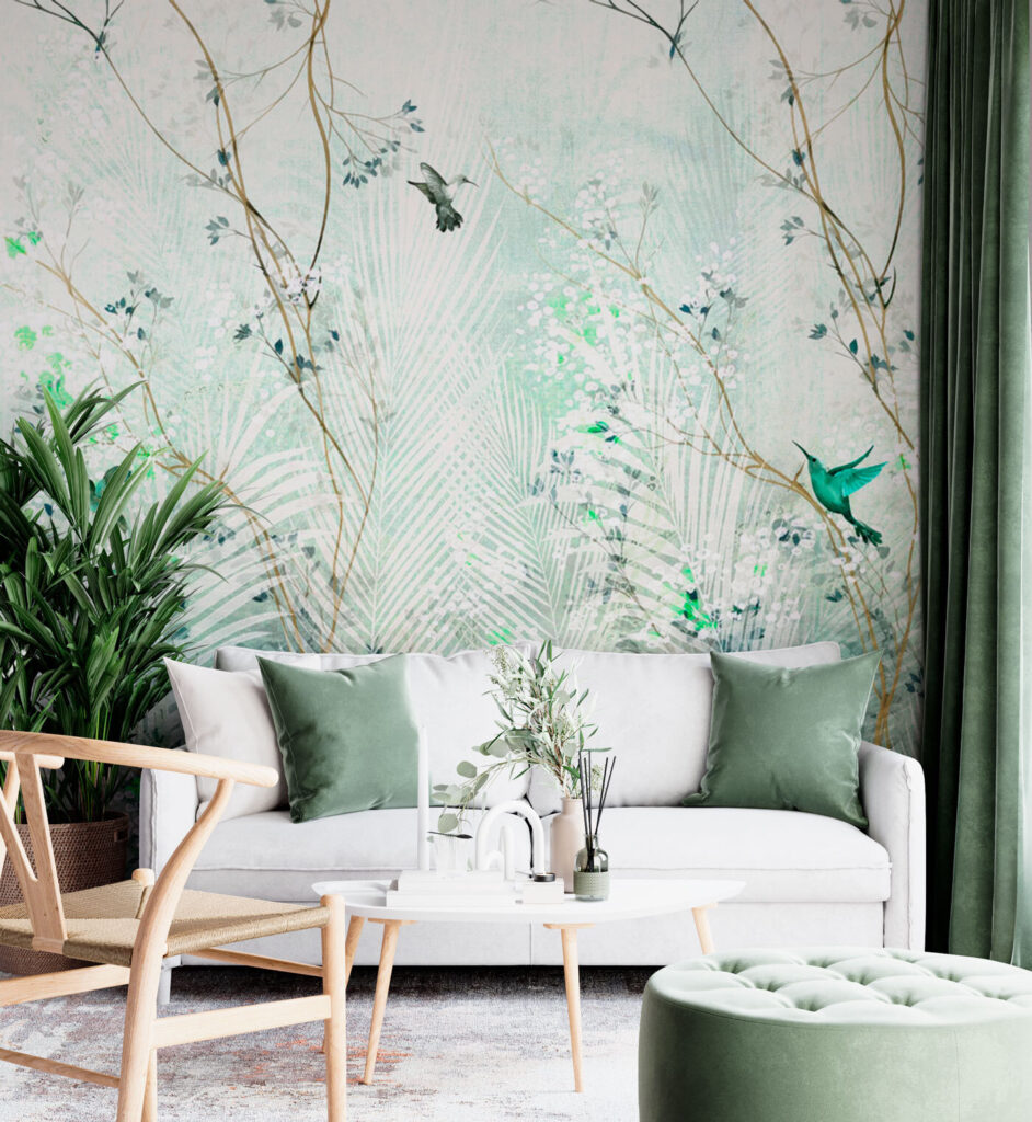 Vogeltjes tussen fijne palmwaaiers — interieur 1