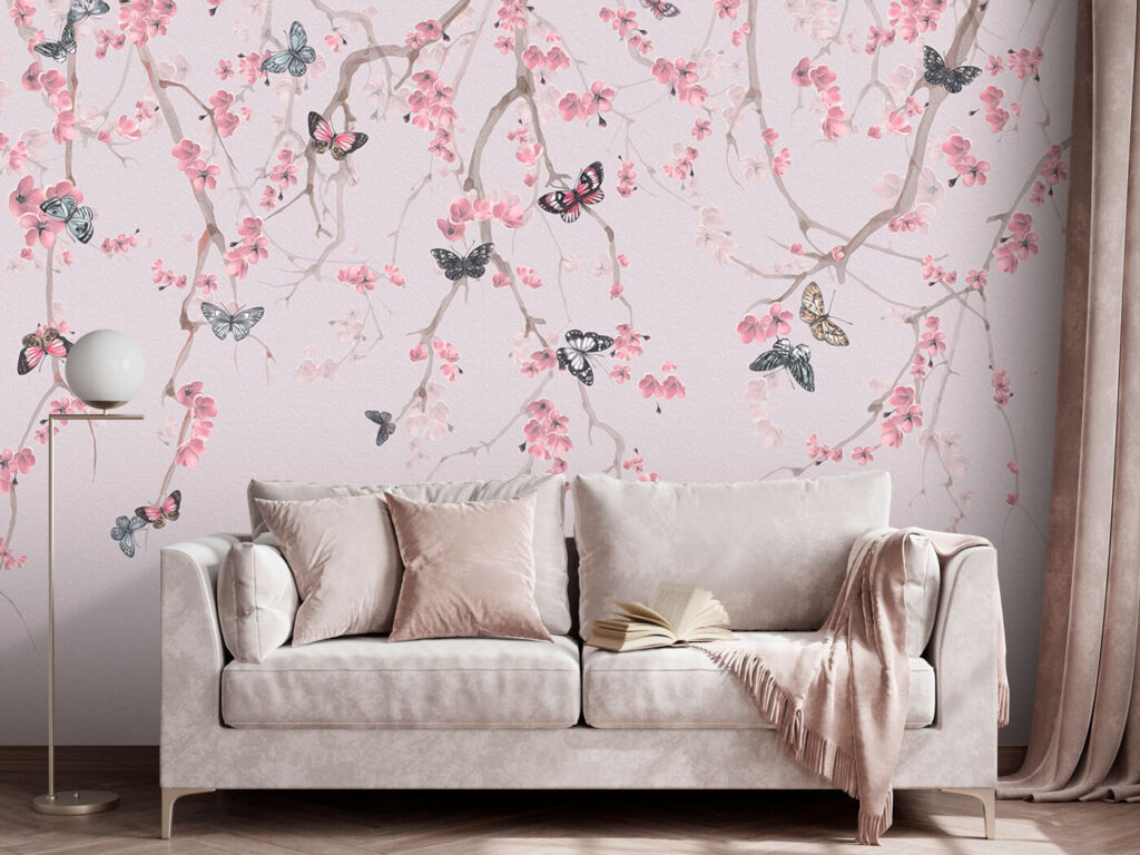 Vlinders onder roze bloesem — interieur 2