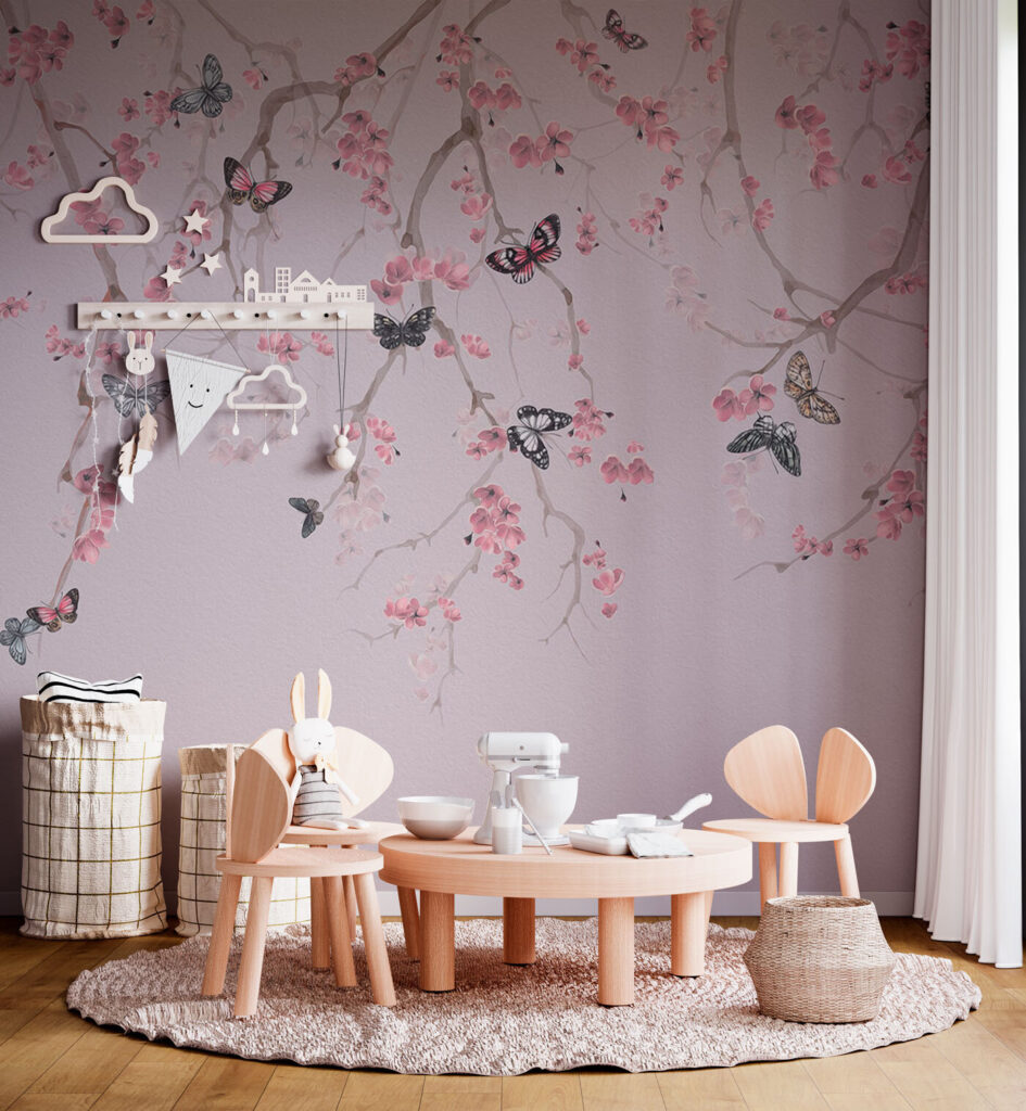 Vlinders onder roze bloesem — interieur 3