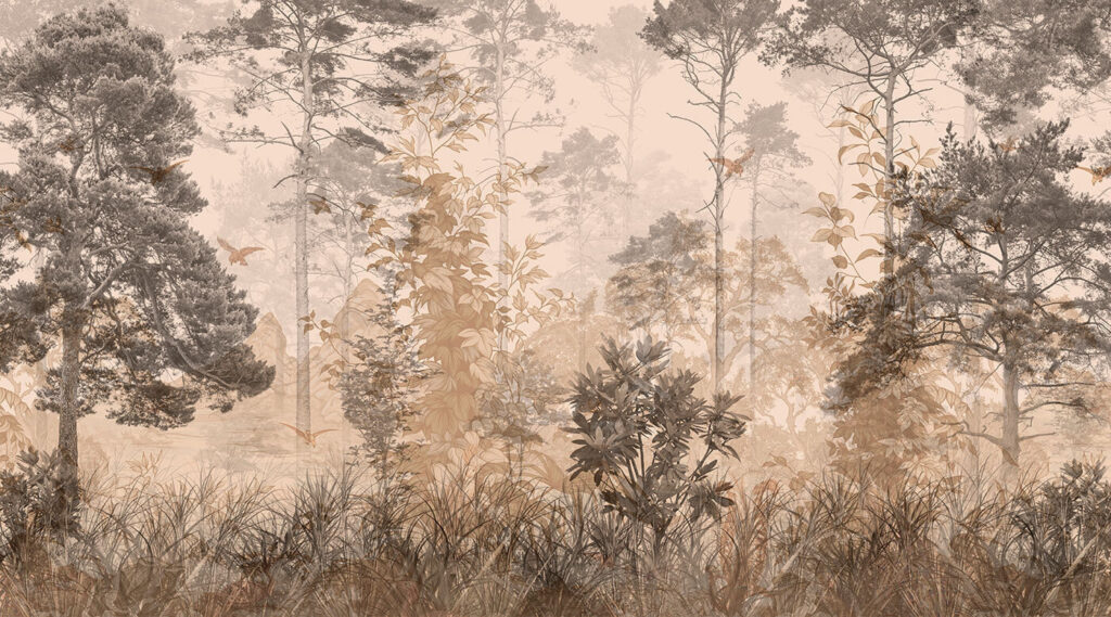 Bos met bomen en planten — volledig ontwerp