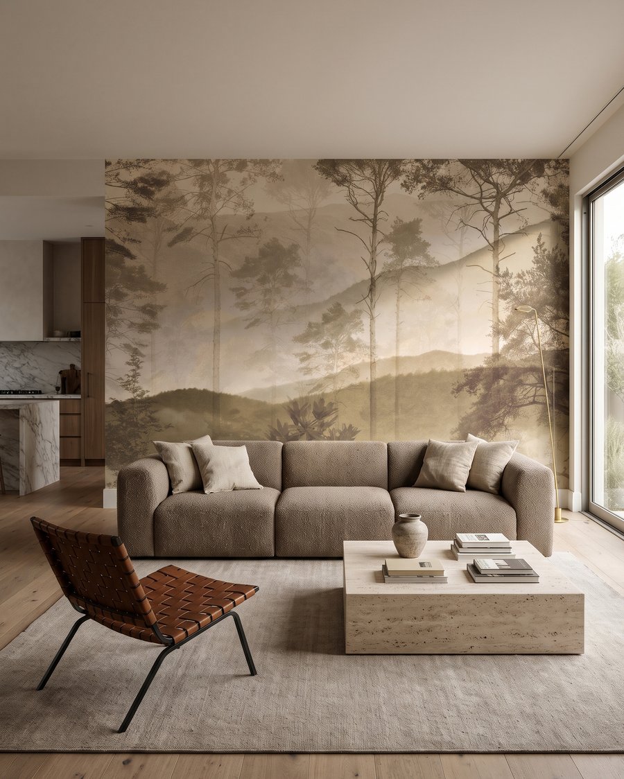 Bosrand aan het dal in een interieur
