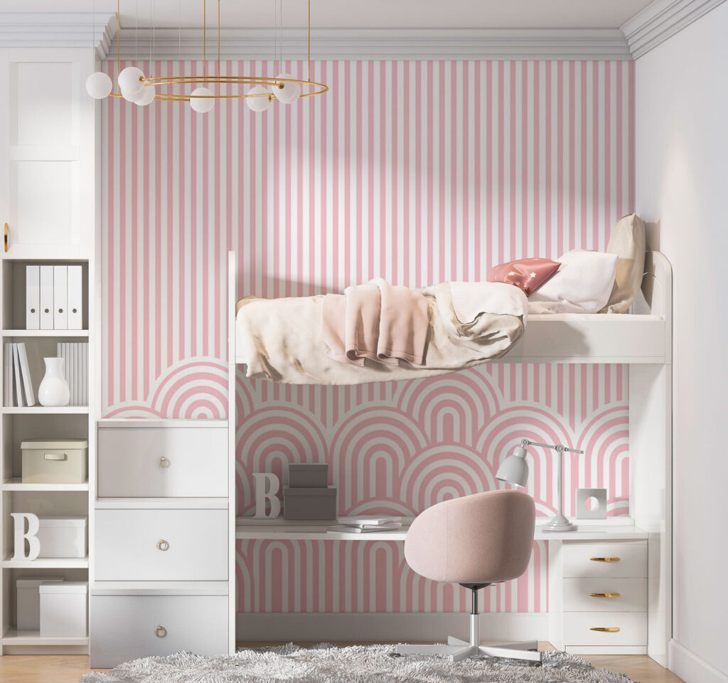 Roze strepen boven boogjes — interieur 1