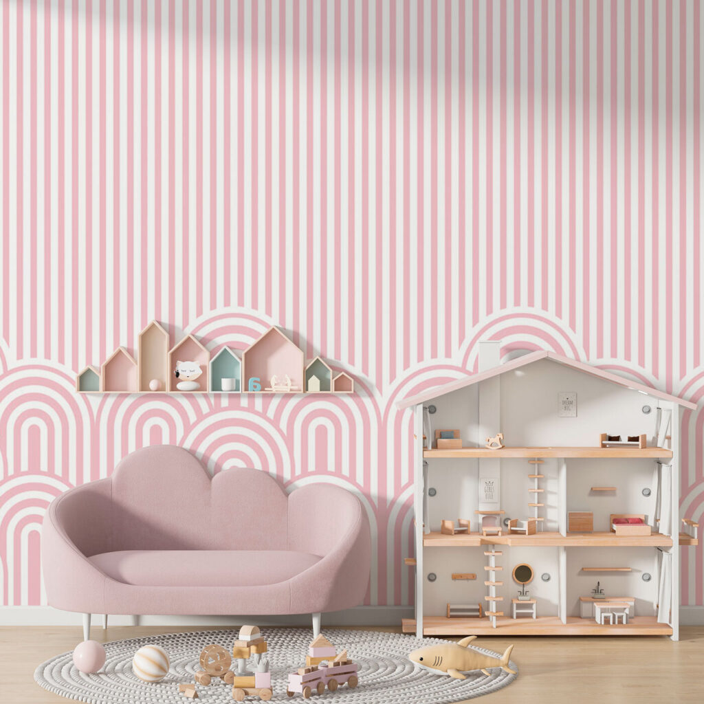 Roze strepen boven boogjes — interieur 2