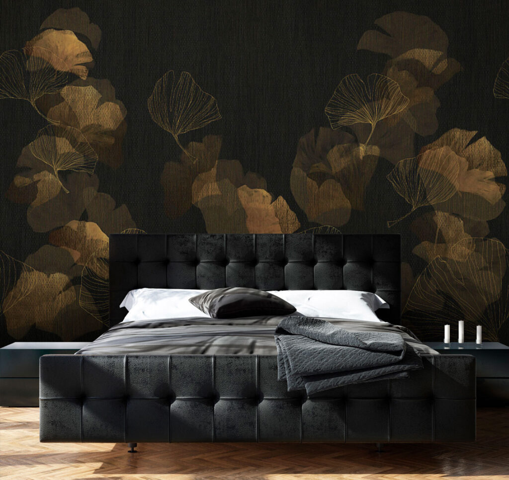 Gouden bladwaaiers in donkerte — interieur 2