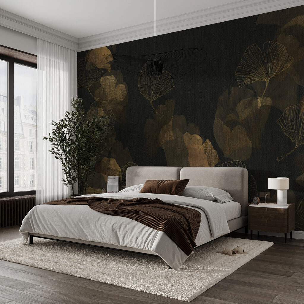 Gouden bladwaaiers in donkerte — interieur 3