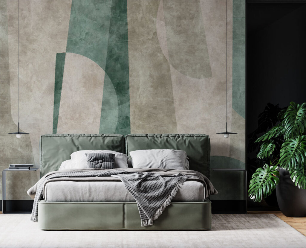Gebogen vormen in groentinten — interieur 1