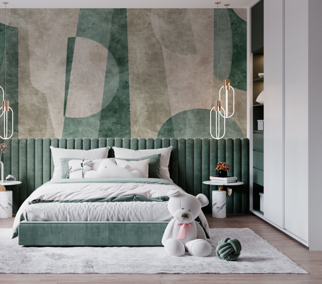 Gebogen vormen in groentinten — interieur 2