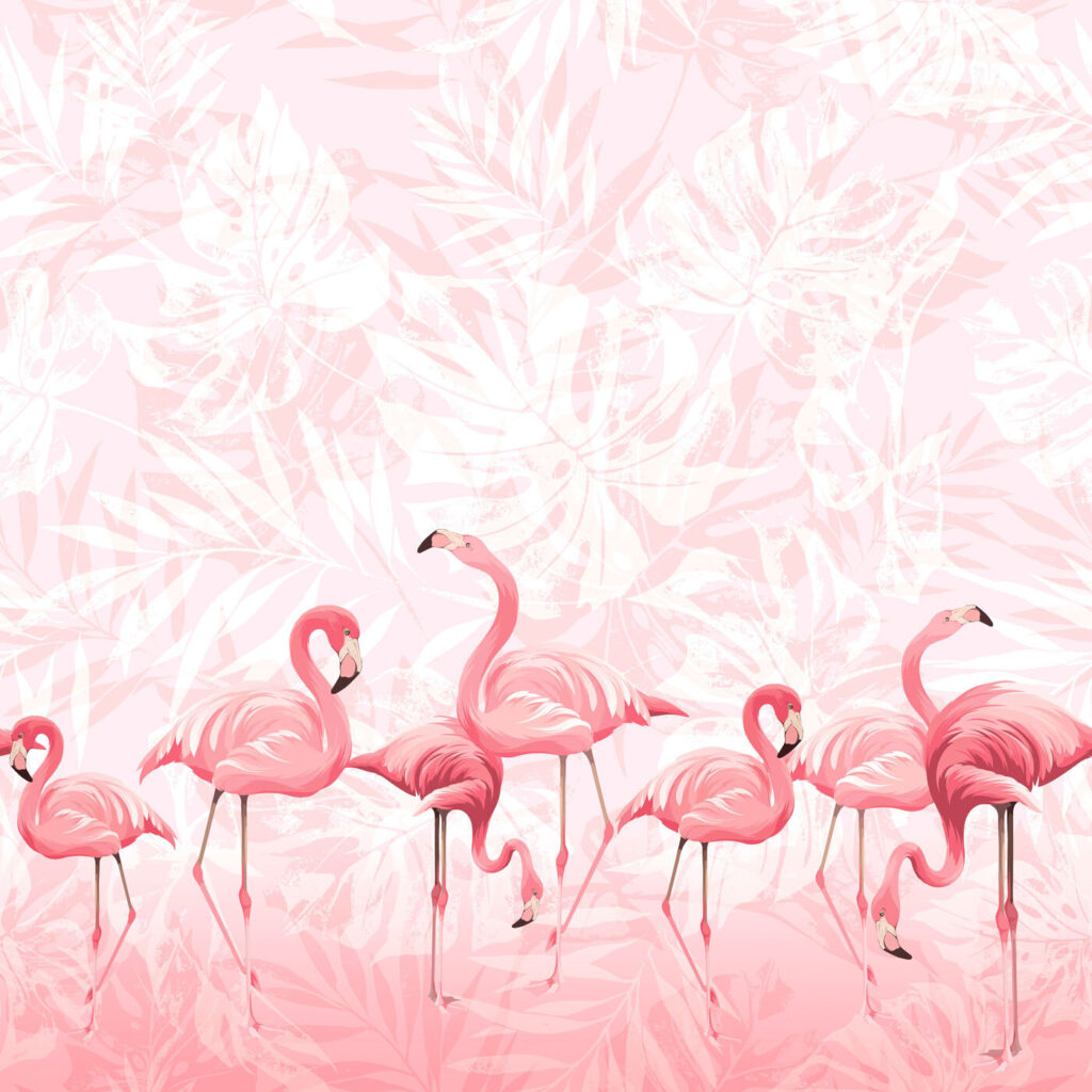 Flamingo's bij elkaar — volledig ontwerp