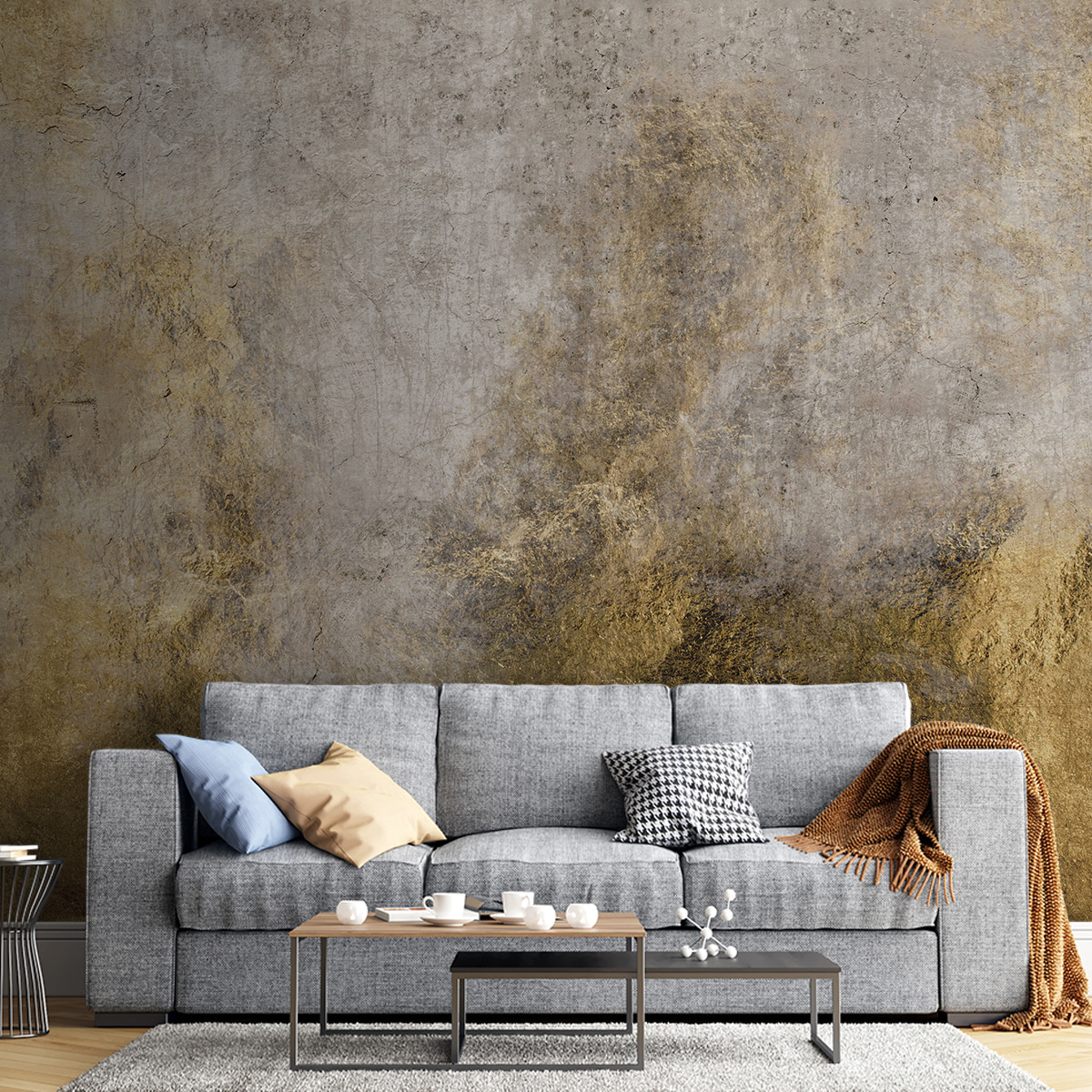Okerverf op verweerd grijs — interieur 2
