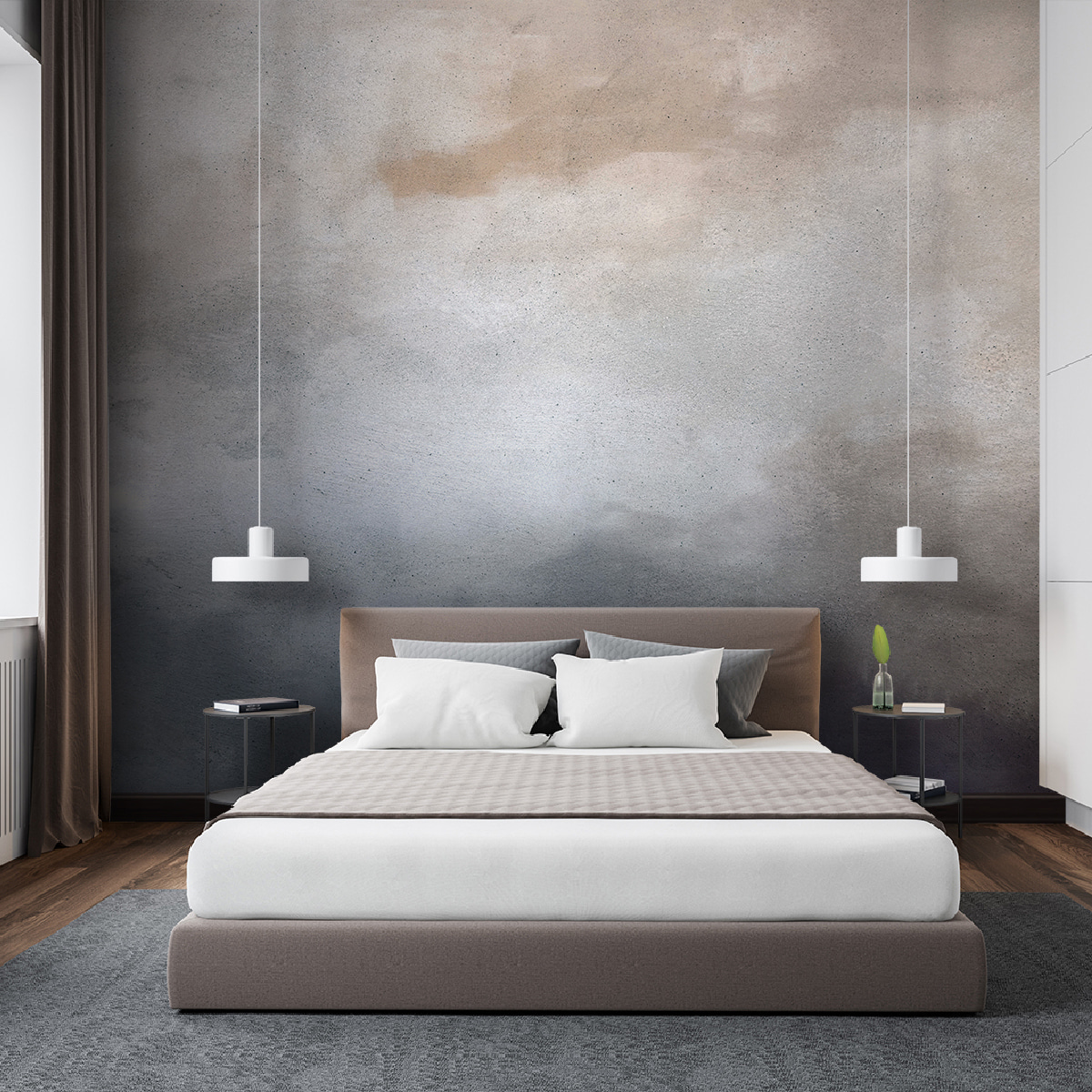 Blauwgrijze verf onder pastelnevel — interieur 2
