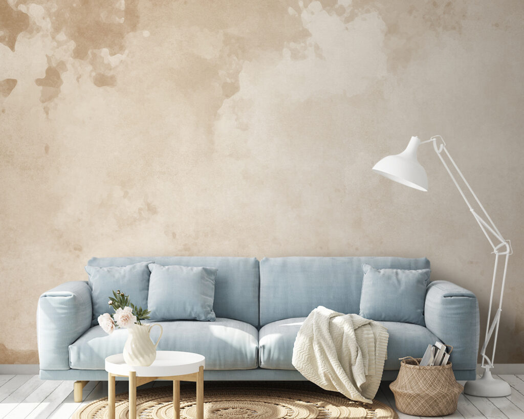 Bleke zandtinten met verfsporen — interieur 1