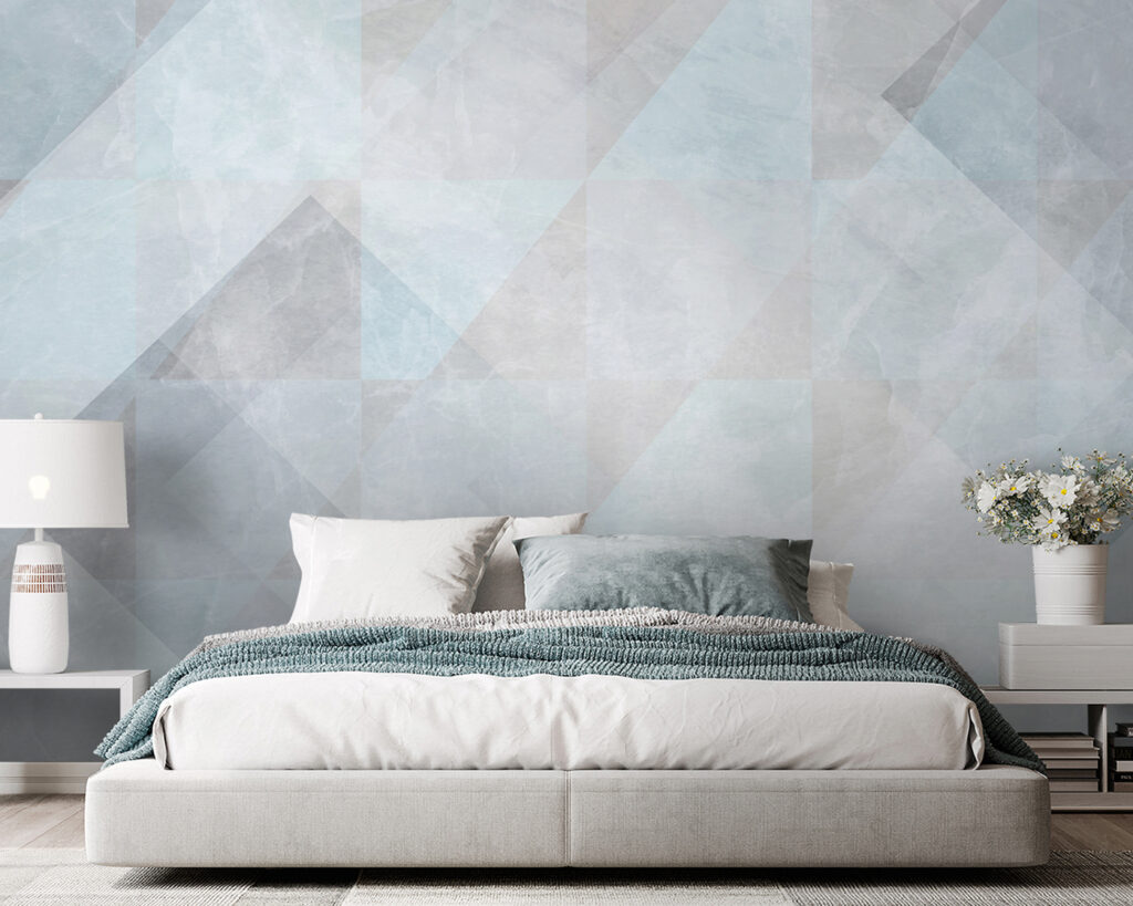 Blauwe geometrie in verflagen — interieur 2