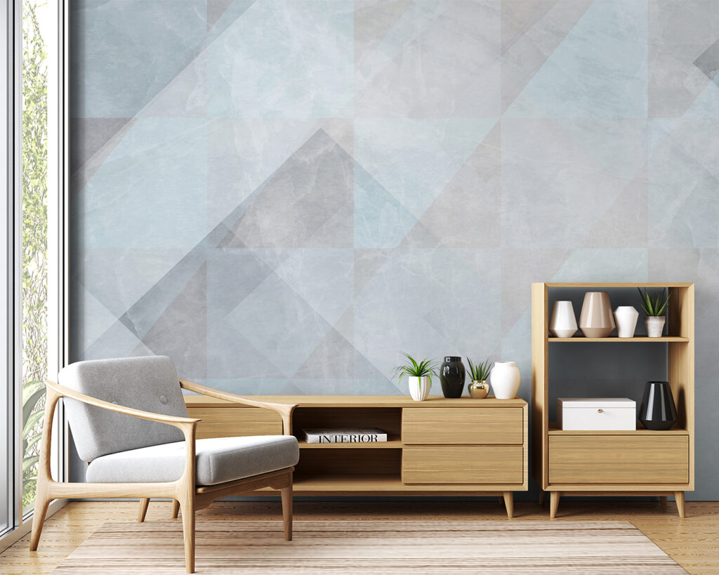 Blauwe geometrie in verflagen — interieur 6