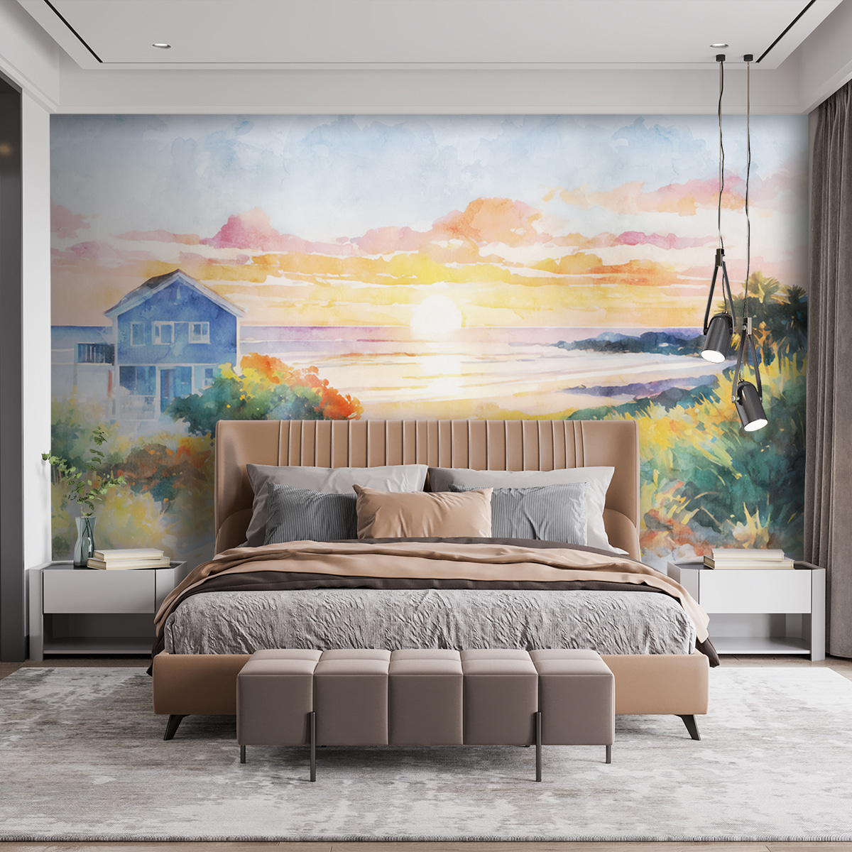 Aquarel van een huis en een strand — interieur 2