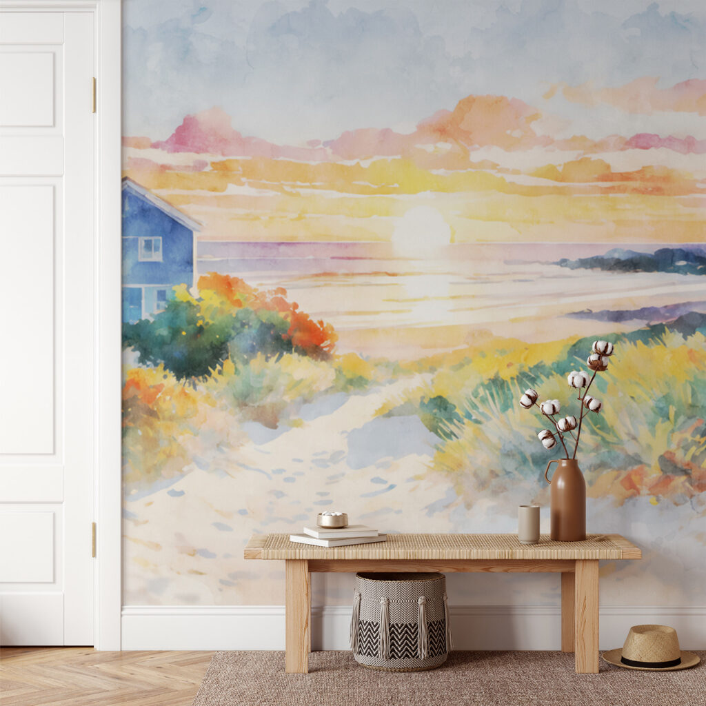 Aquarel van een huis en een strand — interieur 3