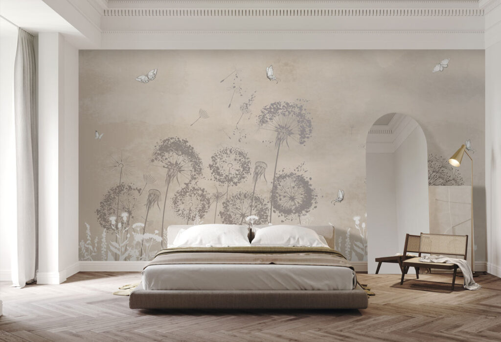 Pluisbollen boven witte bloemen — interieur 1