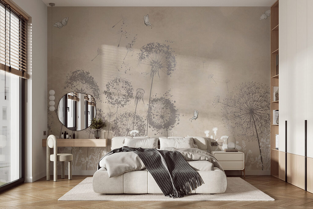 Pluisbollen boven witte bloemen — interieur 4