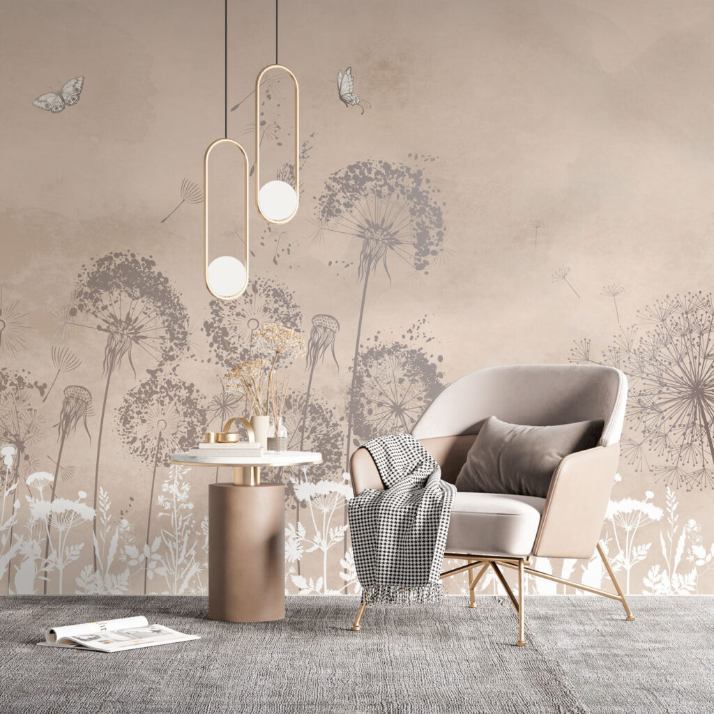 Pluisbollen boven witte bloemen — interieur 3