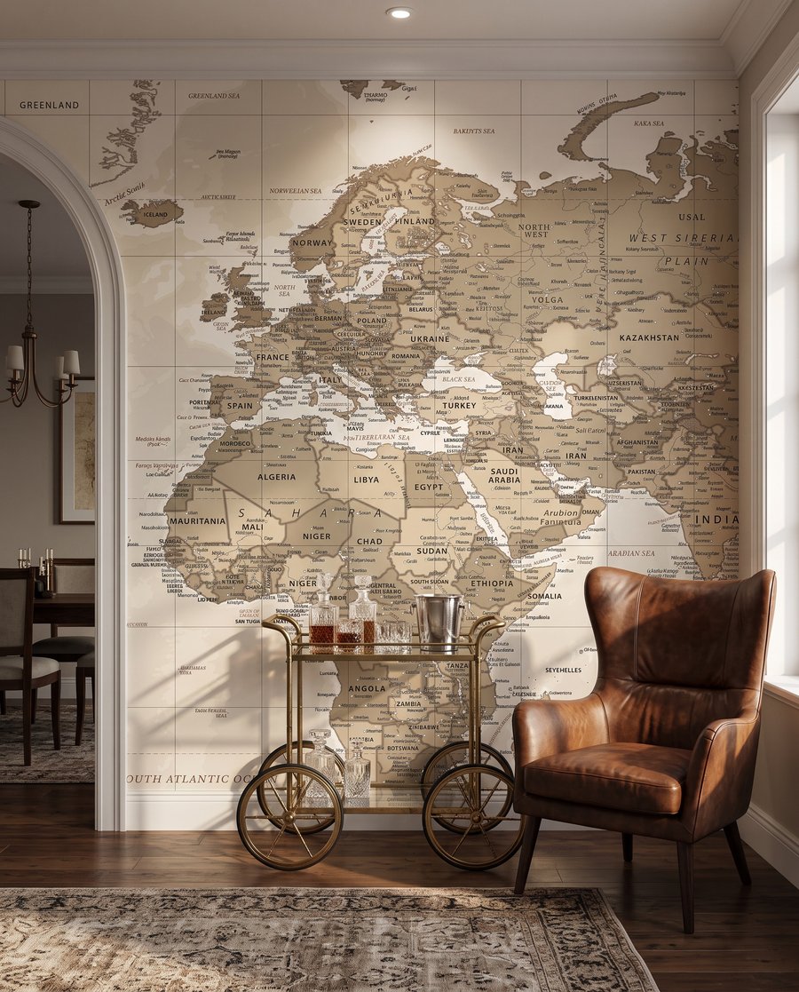 Wereldkaart in oude tinten — interieur 2