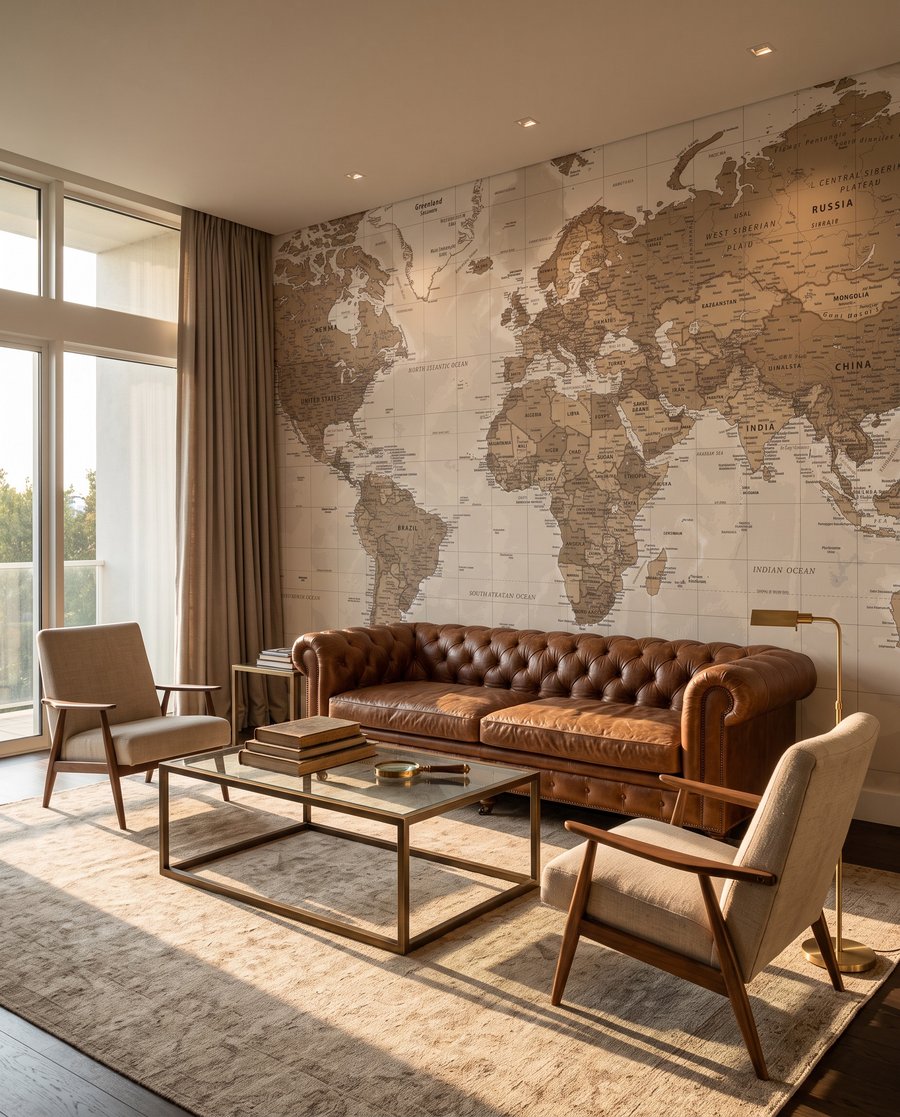 Wereldkaart in oude tinten — interieur 3