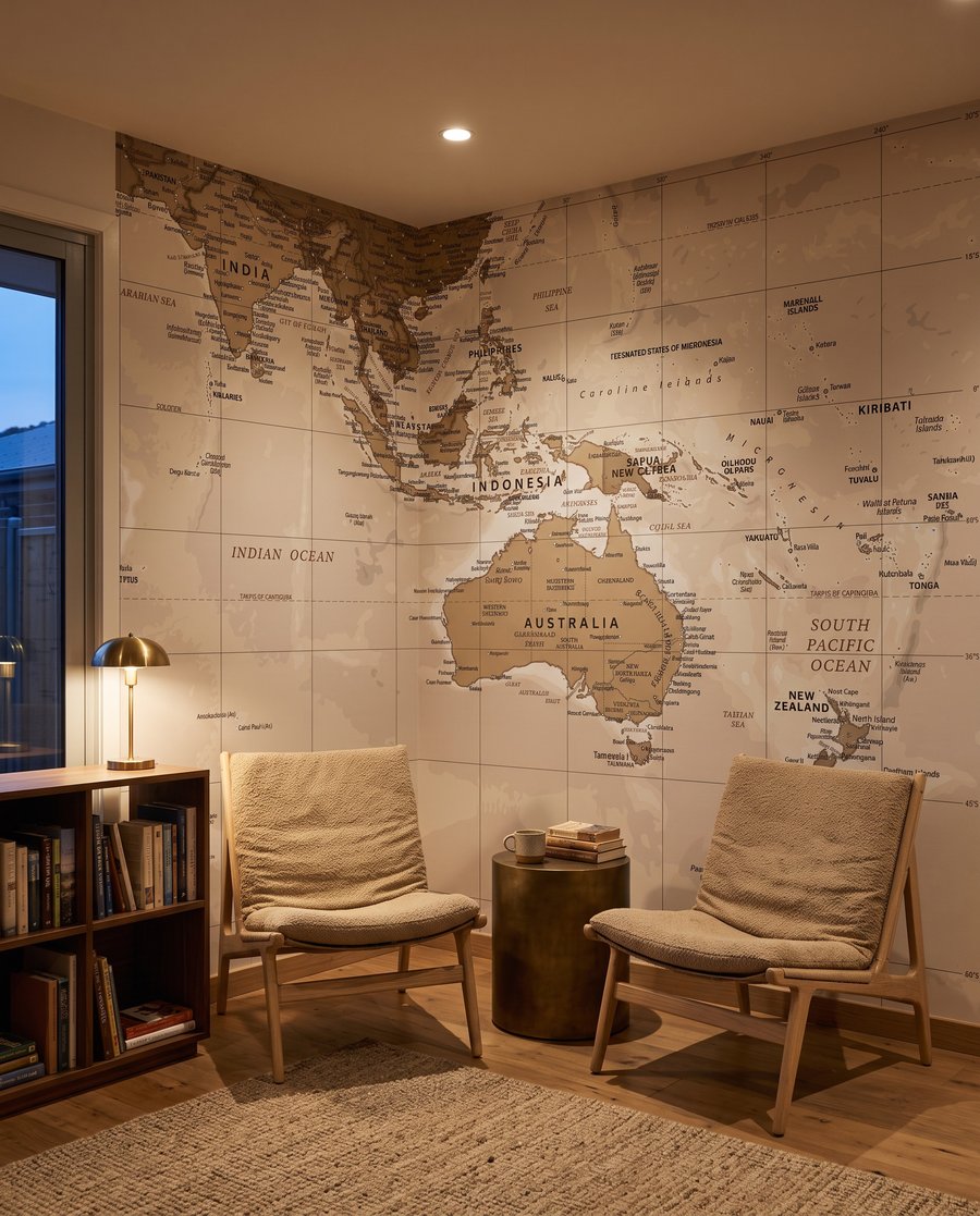 Wereldkaart in oude tinten — interieur 4