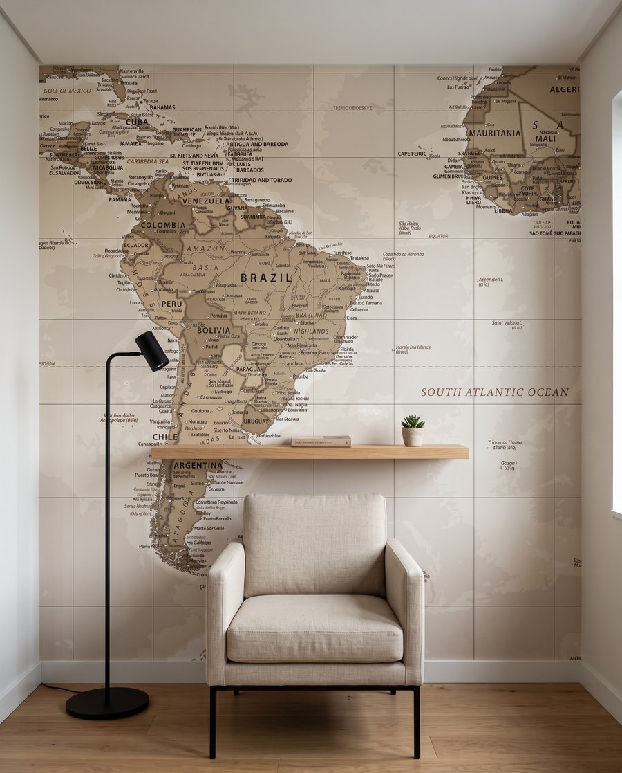 Wereldkaart in oude tinten — interieur 7