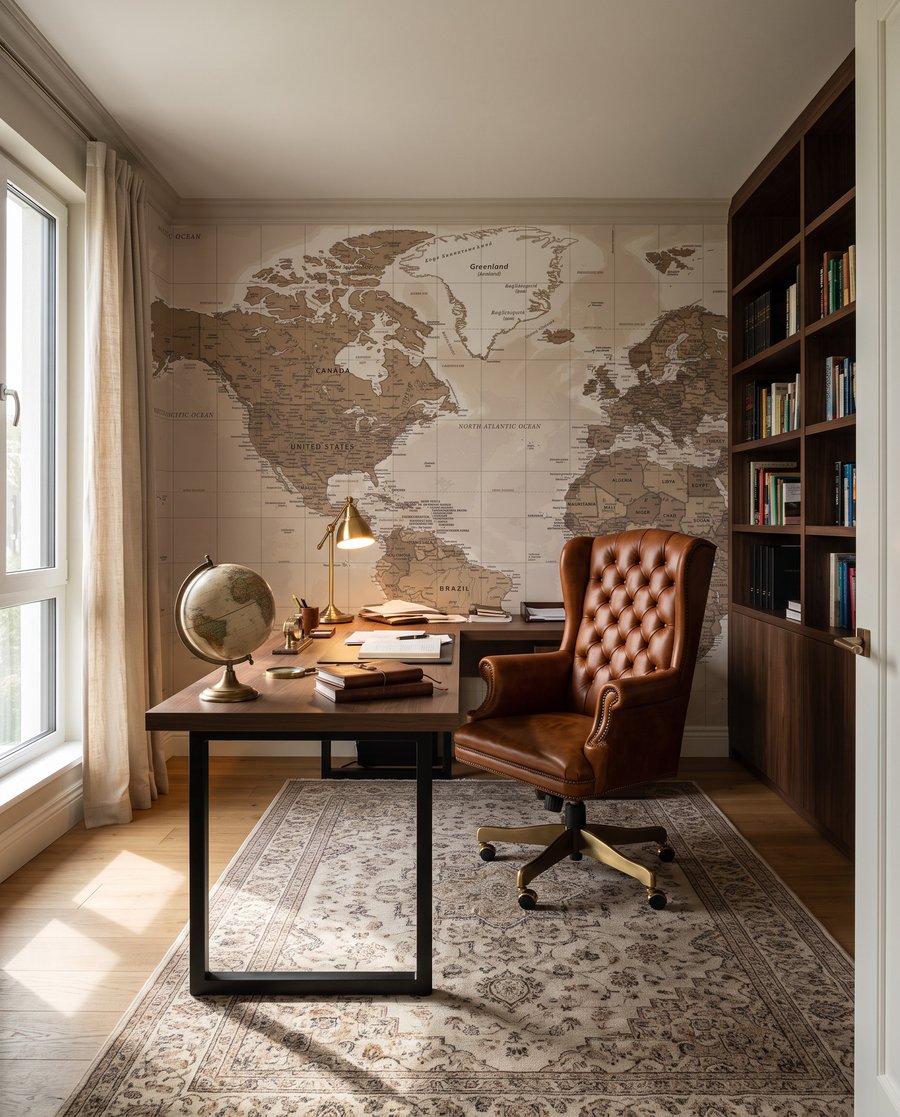 Wereldkaart in oude tinten — interieur 8