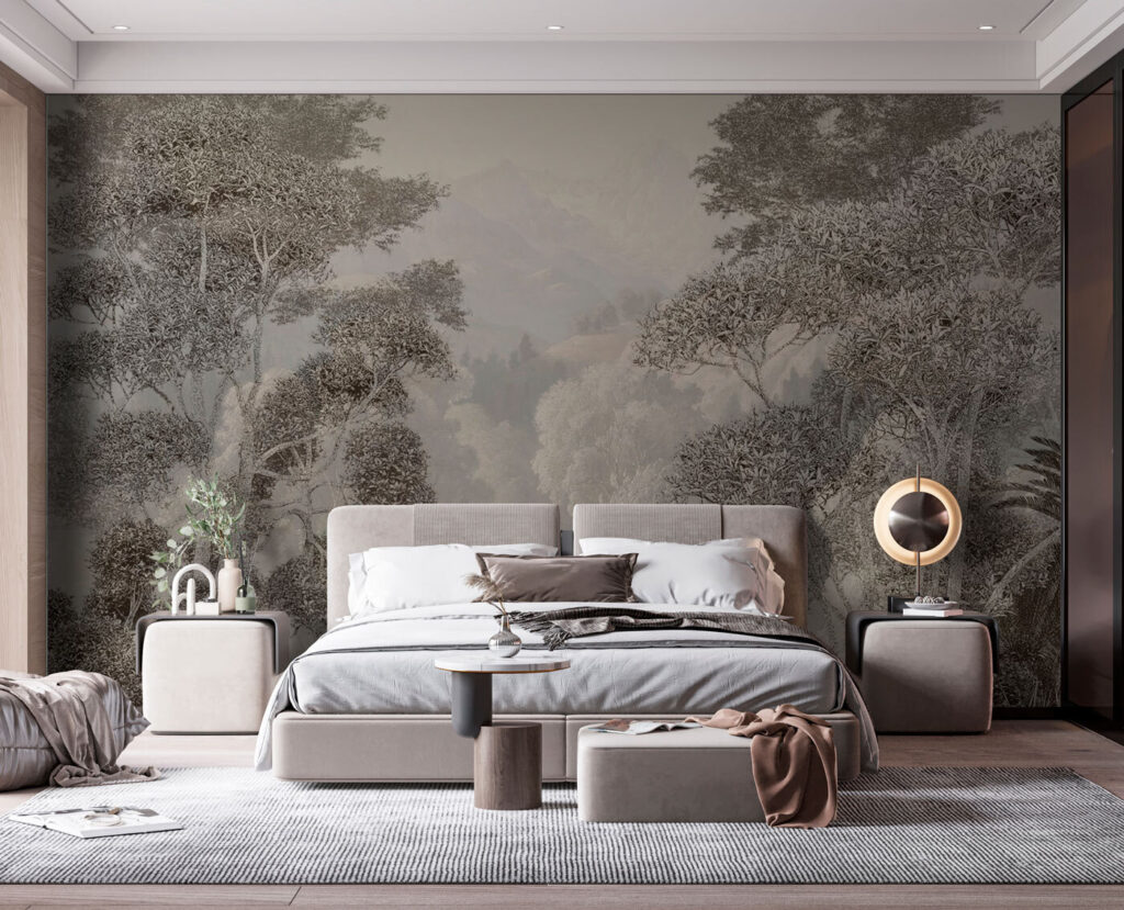 Een landschap met bomen en bergen — interieur 2