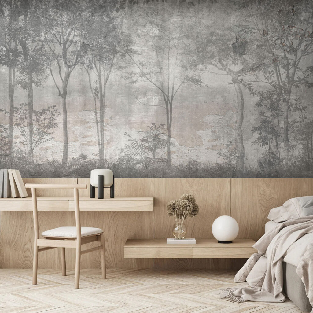Hoge stammen in nevel — interieur 2