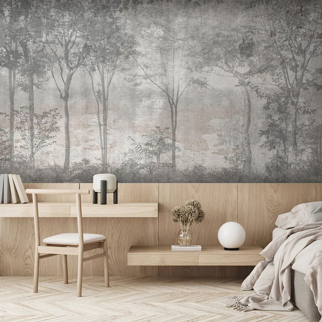 Hoge stammen in nevel — interieur 4