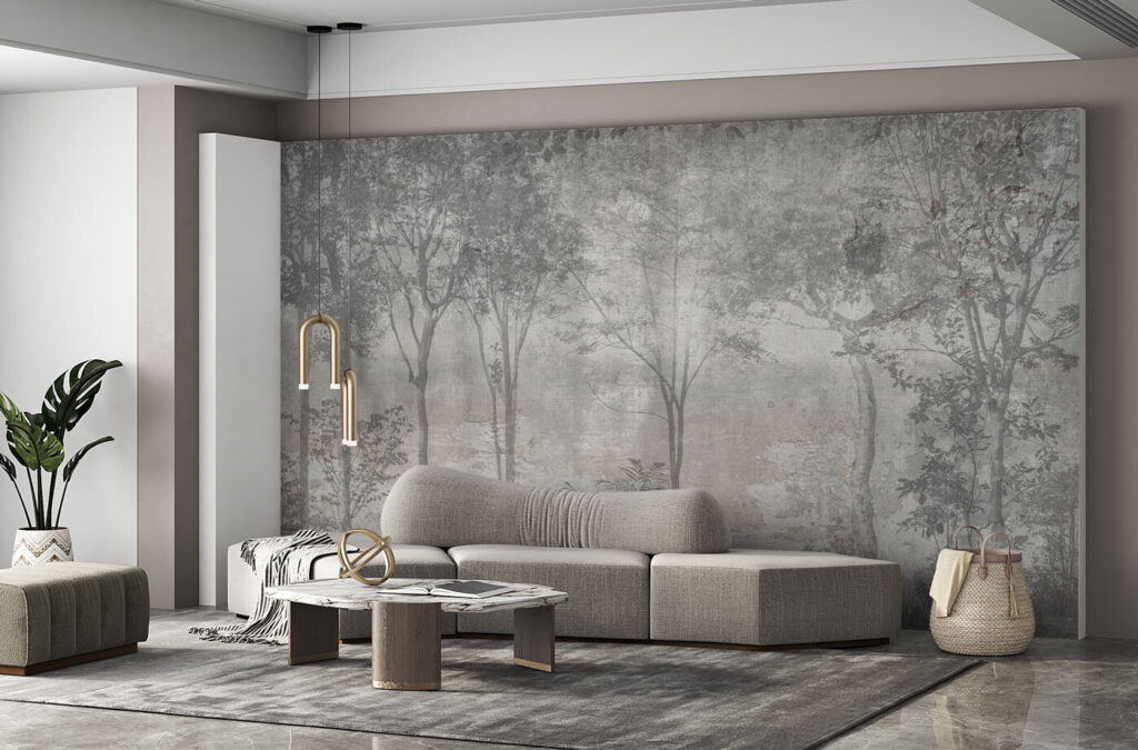 Hoge stammen in nevel — interieur 3