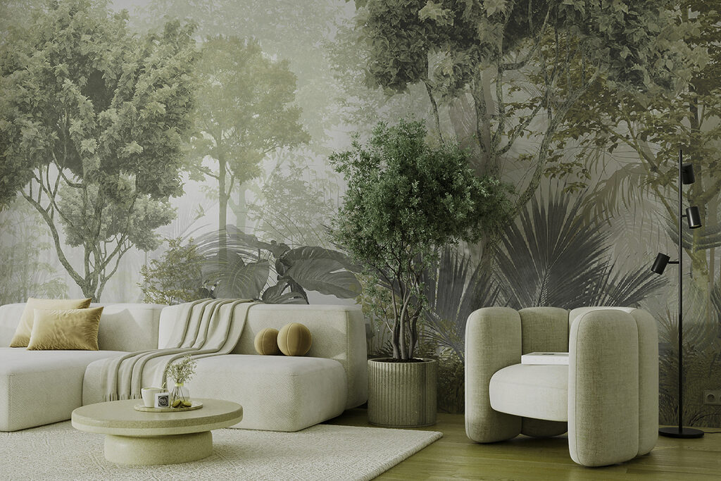 Groen woud in ochtendlicht — interieur 4