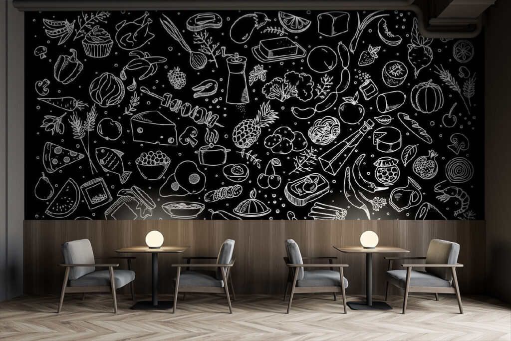 Keukenkrabbels op zwart — interieur 2