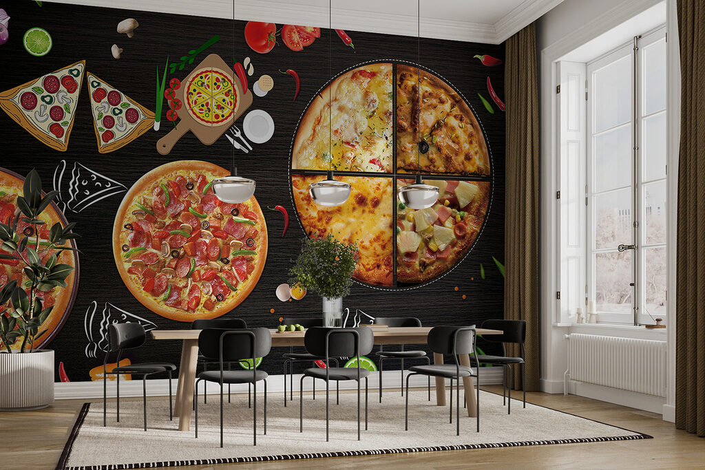 Pizza’s op een tafelblad — interieur 4