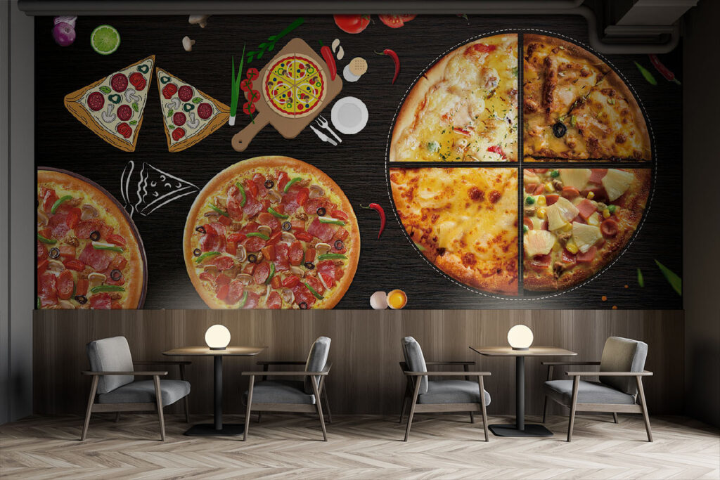 Pizza’s op een tafelblad — interieur 2